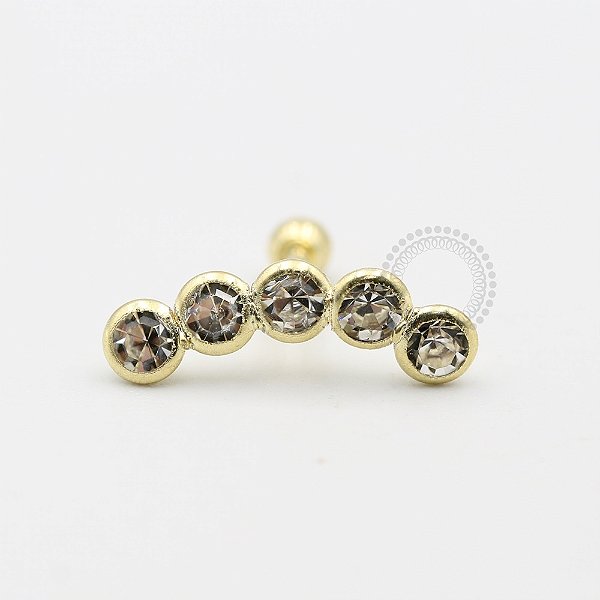 MB23 Microbell Reto Cluster 5 CZ Modelo 02 Banho Ouro