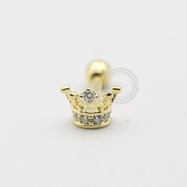 MB63 Microbell Coroa CZ Vazada Banho Ouro
