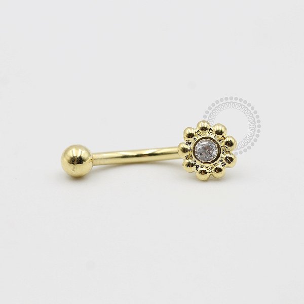 MB84 Microbell Curvo Sol CZ Banho Ouro