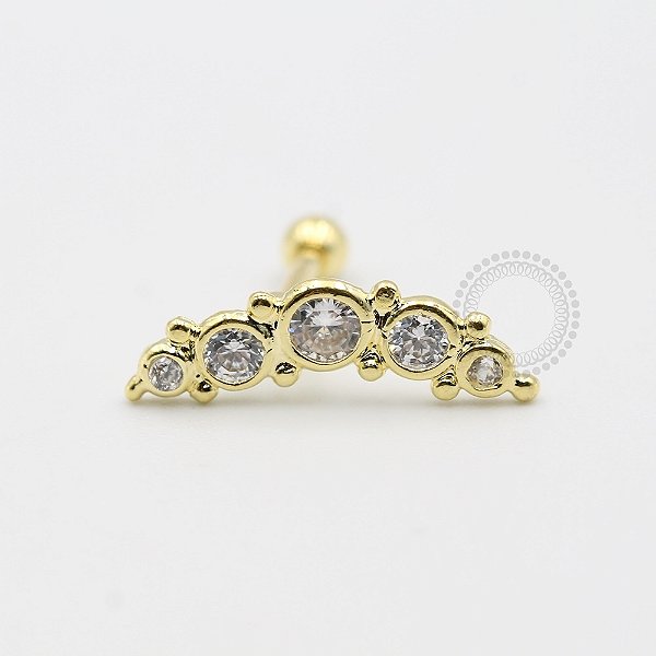 MB90 Cluster 5 CZ Esferas Banho Ouro
