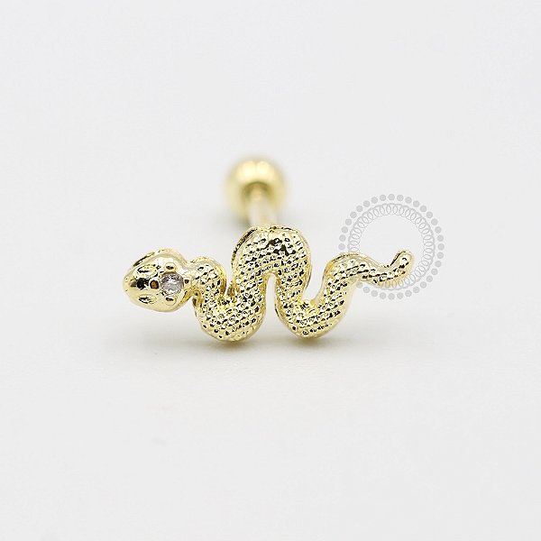 MB99 Microbell Cobra Olho CZ Banho Ouro