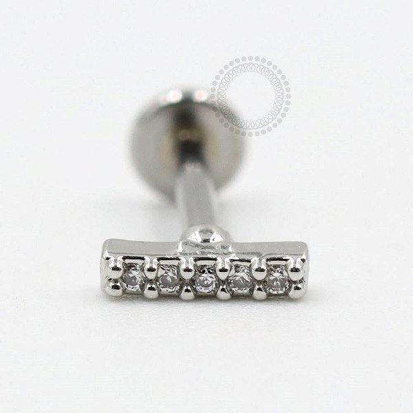 MBA104 Labret Barra Zirconias Banho Rodio