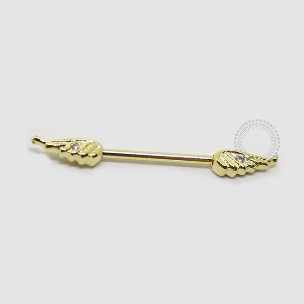 MM09 Piercing Mamilo Asas Banho Ouro