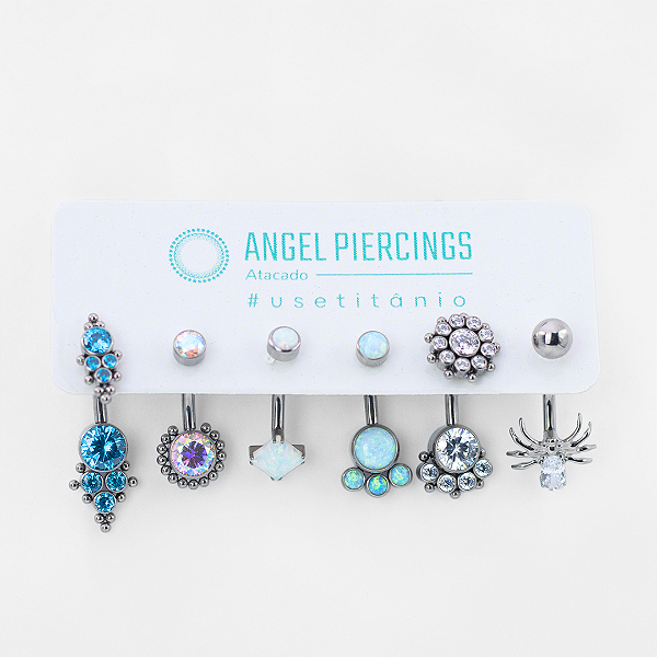 KIT39 Kit Navel Piercing Variados Titânio ASTM F-136