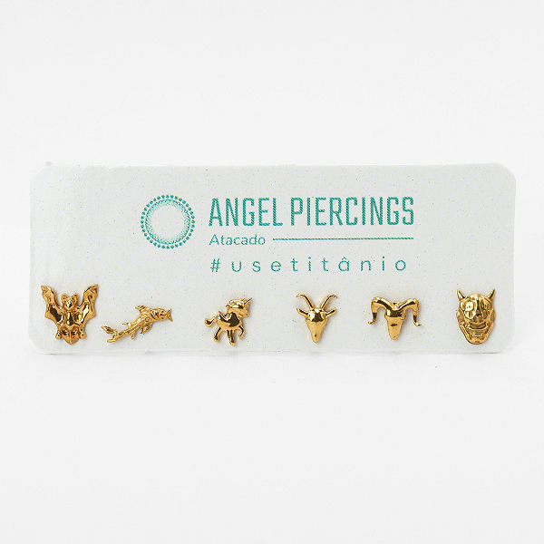 KIT53 Kit Labrets Minimalistas Titânio PVD Gold