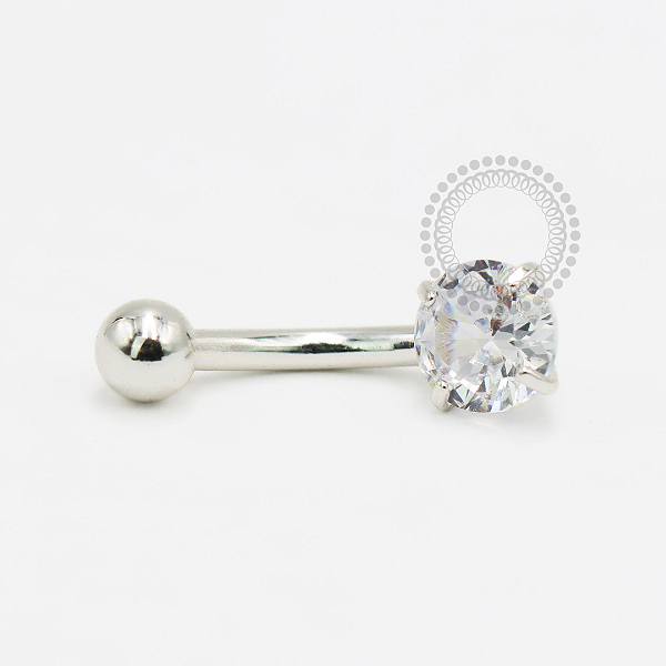 PR48 Navel Zircônia Cristal Prata 925