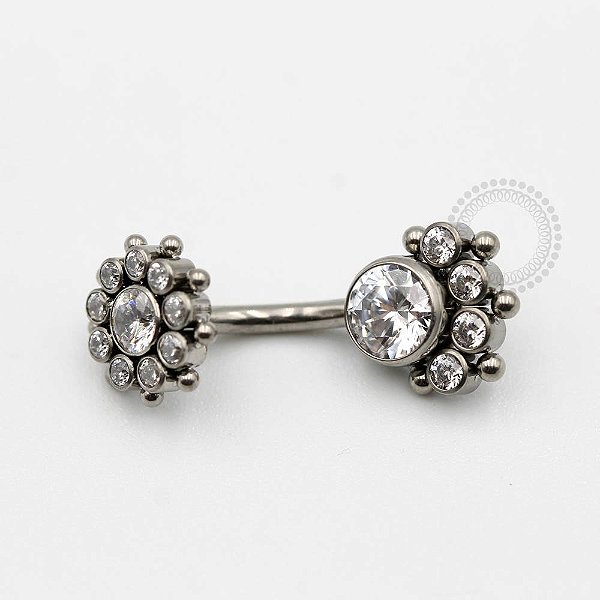 TN07 Navel Decorada CZ Titanio  ASTM F136