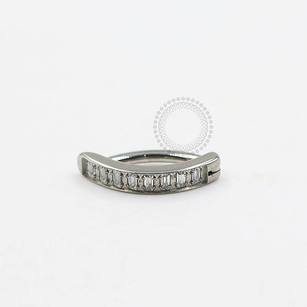 TN1006 Navel Belly Clicker CZ Baguete Titânio ASTM F136