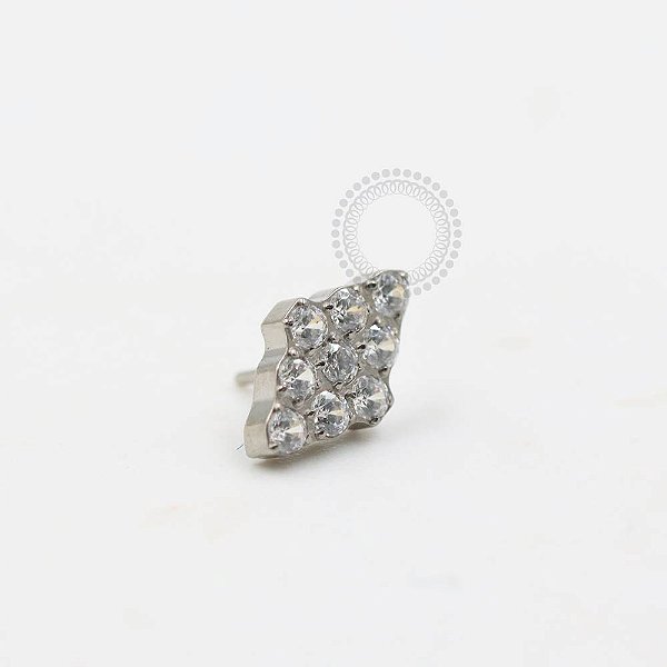 TN1011 Topo Losango Cravejado Push Pin Titanio ASTM F136