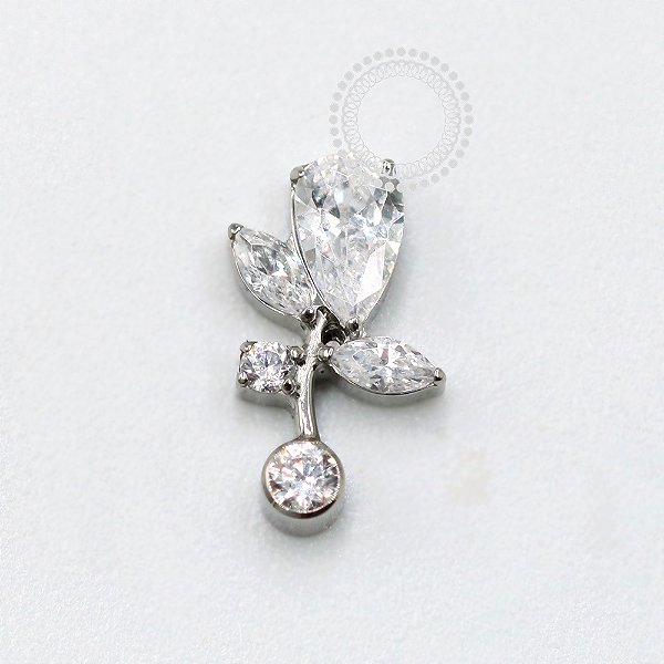 TN1053 Topo Flor Gota CZ Titânio ASTM F136
