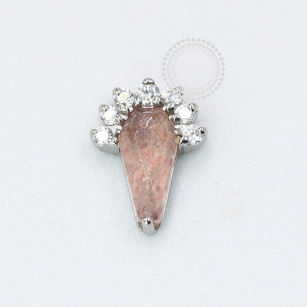 TN1054 Topo Strawberry Quartz CZ Titânio  ASTM F136
