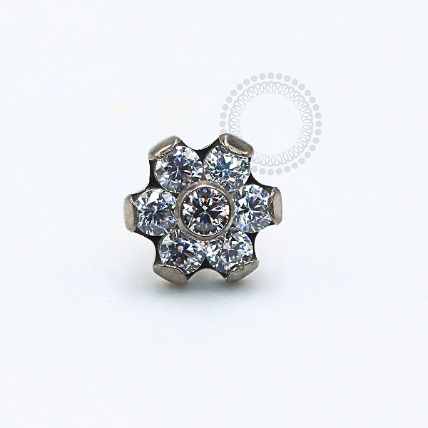 TN1144 Topo Flor CZ Push Pin Titânio ASTM F136