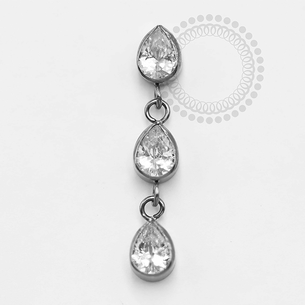 TN1438 Topo Pingente 3 Gotas CZ Titânio ASTM F136