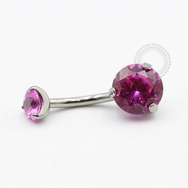 TN156 Navel Zirconia Cravada Pink Titânio ASTM F136