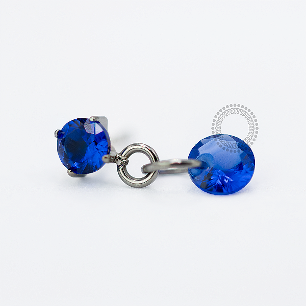TN1710 Topo CZ Pingente Azul Push Pin Titânio ASTM F136
