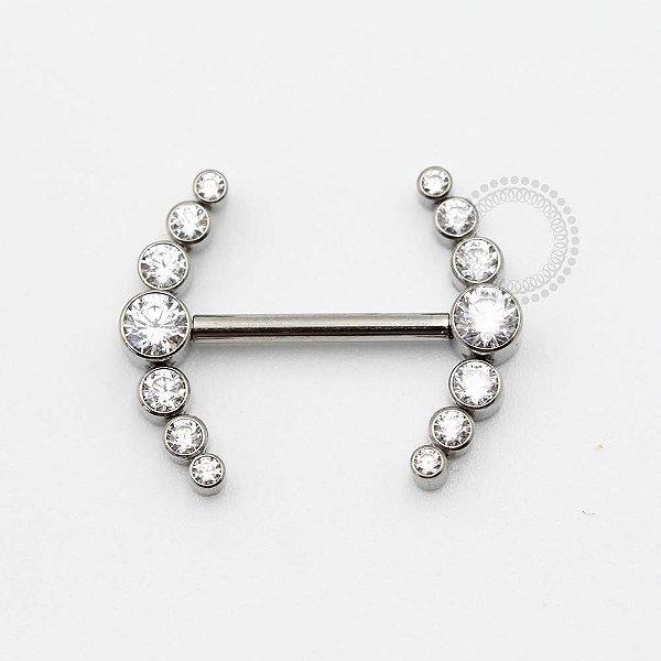 TN371 Nipple Cluster 7 CZ Push Pin Titânio ASTM F136