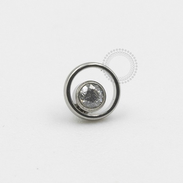 TN377 Topo Mini Circulo Vazado CZ Titanio ASTM F136
