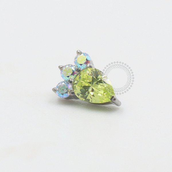 TN528 Topo Gota Light Green 3 CZ Titânio ASTM F136