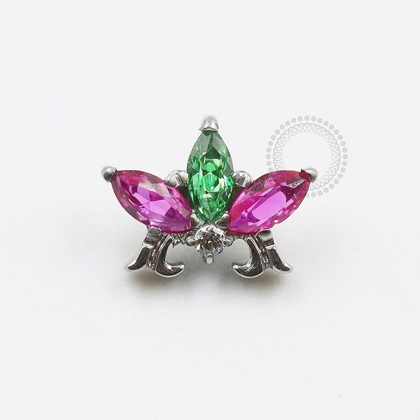 TN643 Topo  3 Navetes Pink e Verde Titânio ASTM F136