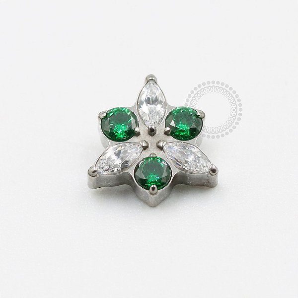 TN695 Topo Estrela Triangular CZ  Titanio ASTM F136