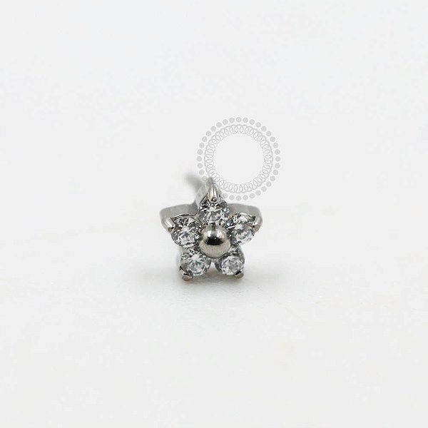 TN937 Topo Micro Flor CZ 3mm Push Pin Titânio ASTM F136