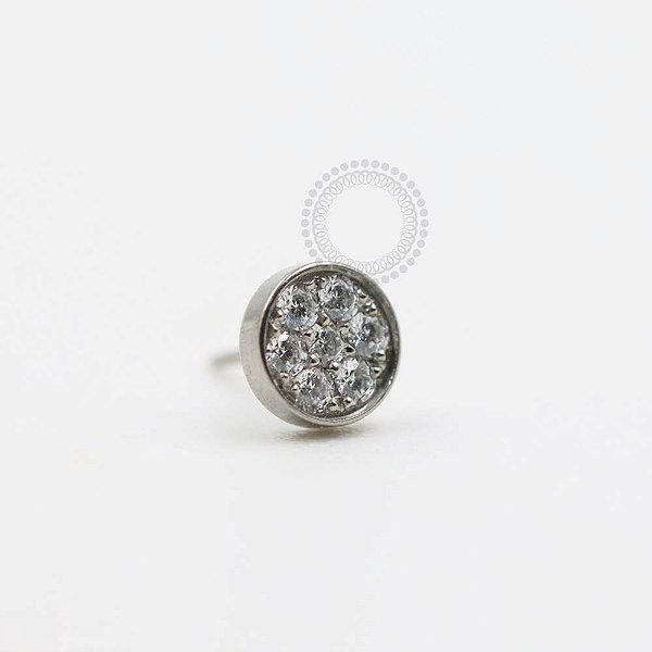TN946 Topo Disco Cravejado CZ Push Pin Titânio ASTM F136
