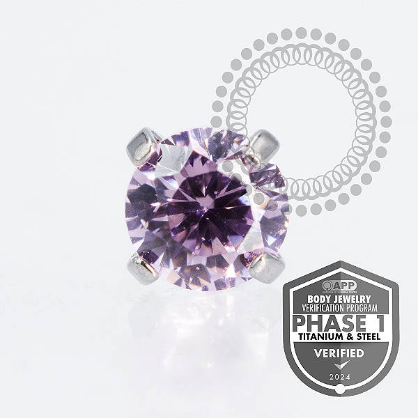 TT10 Topo CZ Rosa ProngSet  Push Pin Titânio Mill®