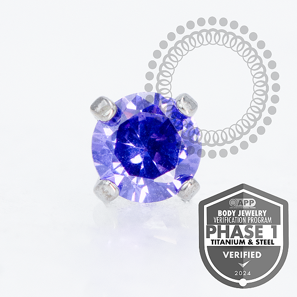 TT12 Topo CZ Violeta ProngSet Push Pin Titânio Mill®