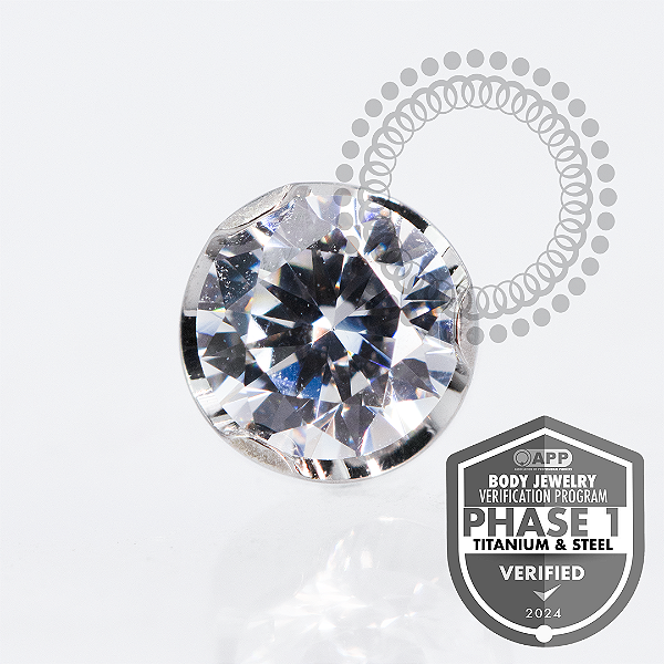 TT17 Topo CZ Cristal Prong Flat Push Pin Titânio Mill ®