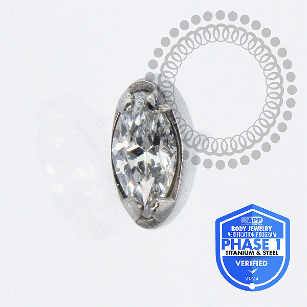 TT45 Topo CZ Navete Push Pin Titânio Mill®