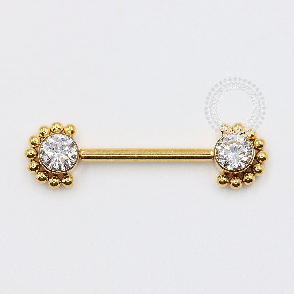 TN1041 Nipple Indiano Push Pin Unilateral Titânio PVD Gold