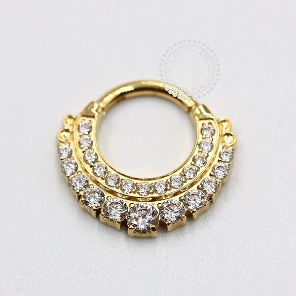 TN1098 Segmento Frontal CZ Duplo Titânio PVD Gold