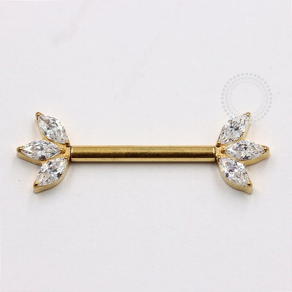 TN1120 Nipple 3 Navetes Push Pin Titânio PVD Gold