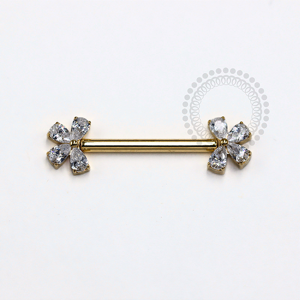 TN1215 Nipple CZ Borboleta Push Pin Titânio PVD Gold