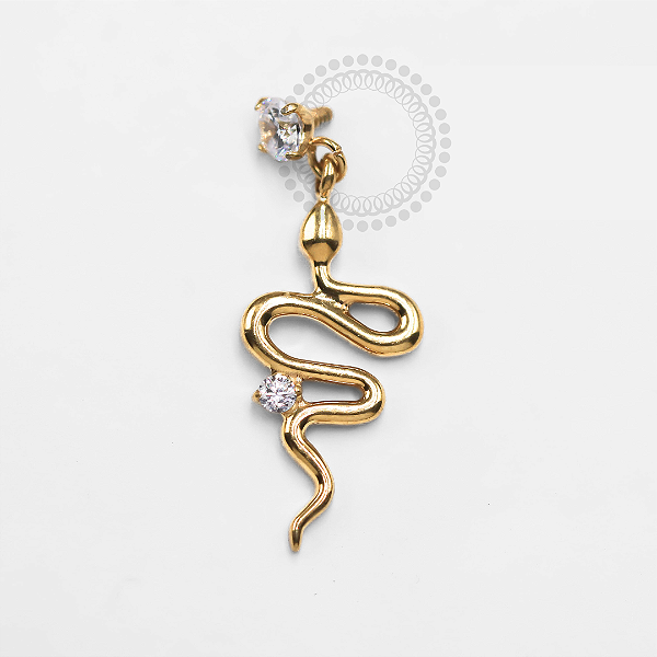 TN1295 Topo Zirconia Pingente Cobra Titânio PVD Gold