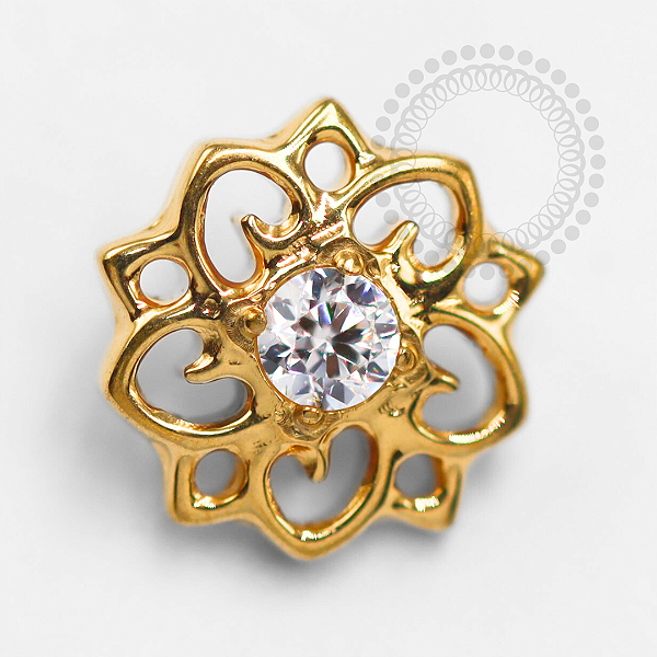 TN1440 Topo Flor De Lótus 6.5mm Titânio PVD Gold