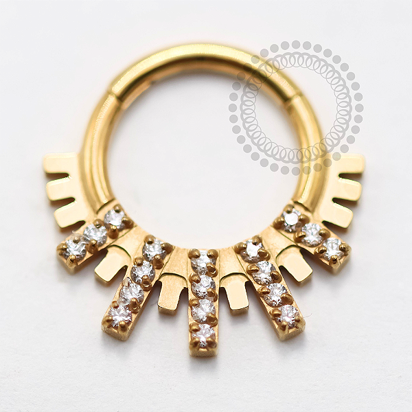 TN1539 Segmento Frontal 8mm 5 Barras CZ Titânio PVD Gold