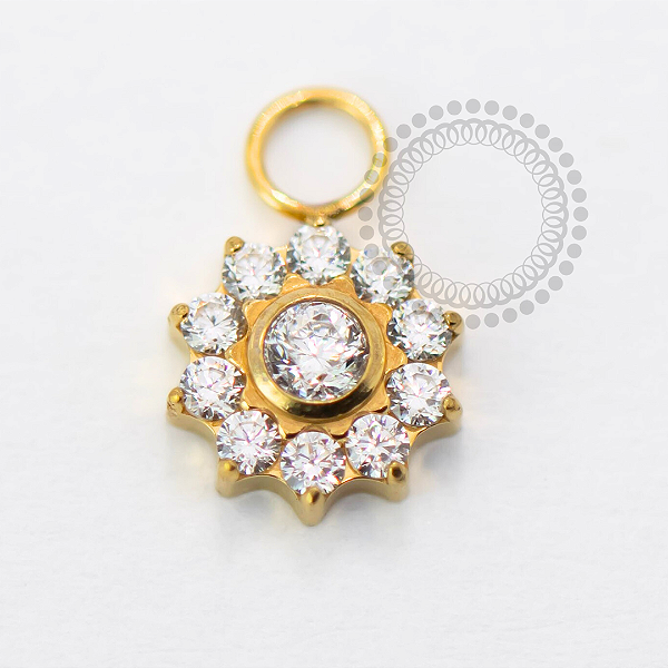 TN1636 Pingente Flor 10 Pétalas Titanio PVD Gold
