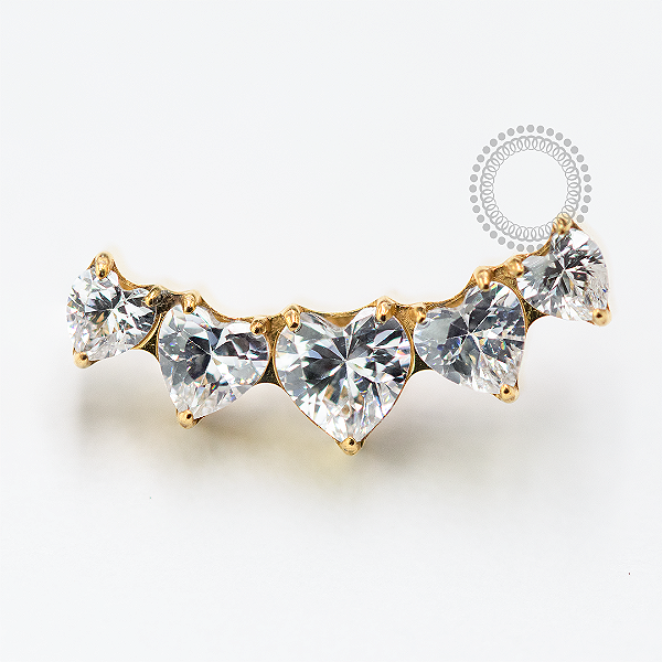TN1677 Topo Cluster Corações CZ Titânio PVD Gold