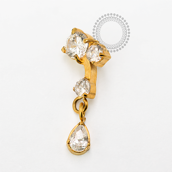 TN1687 Topo Cascata CZ Pingente Titânio  PVD Gold