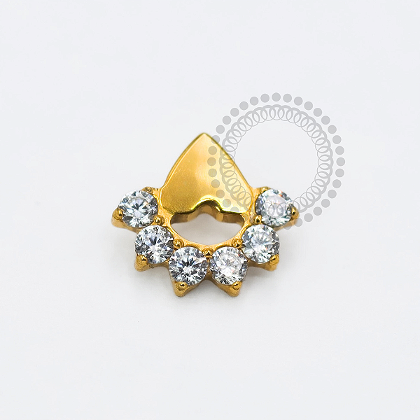 TN1769 Topo Triangular com Arco CZ Titânio PVD Gold