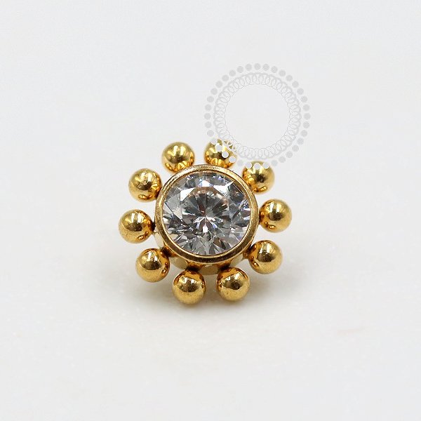 TN321 Topo Sol Zirconia Titânio PVD Gold