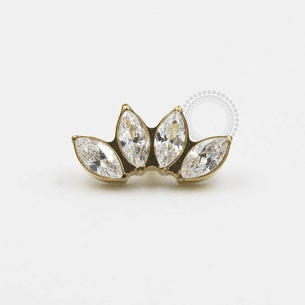 TN382 Topo Cluster 4 CZ Navetes Titânio PVD Gold