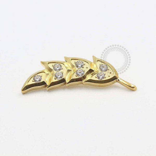 TN532 Topo Folha 7 CZ Titânio PVD Gold