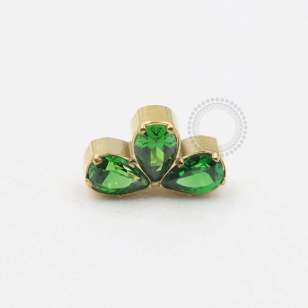 TN555 Topo 3 Gotas Esmeralda Titânio PVD Gold
