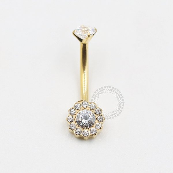 TN654 Navel Flor Zirconias Titanio PVD Gold