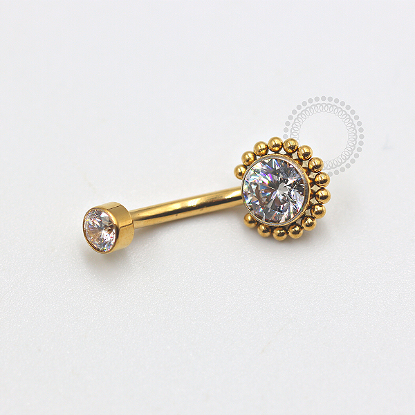 TN660 Navel Big Sol CZ Esferas Titânio PVD Gold