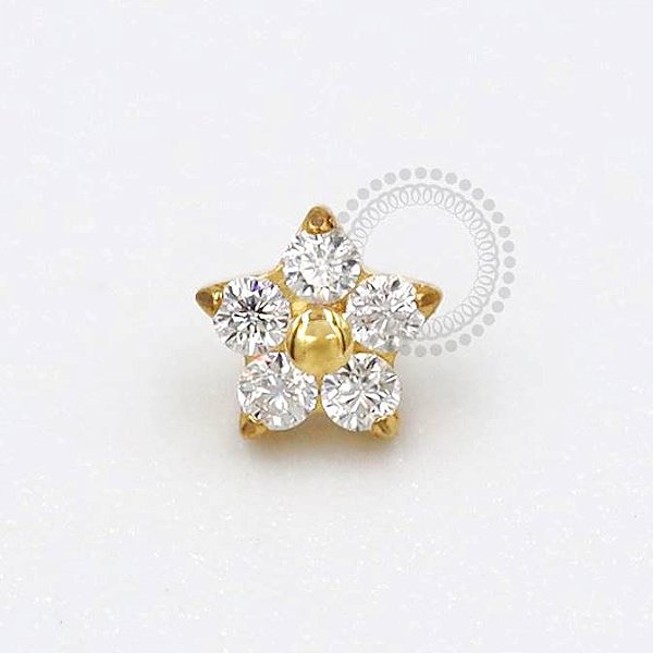 TN779 Topo Flor Zirconias 3.7mm Titânio PVD Gold