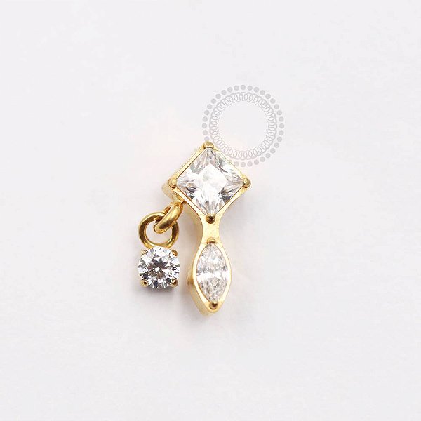 TN925 Topo Luxo CZ Pingente CZ Titânio PVD Gold
