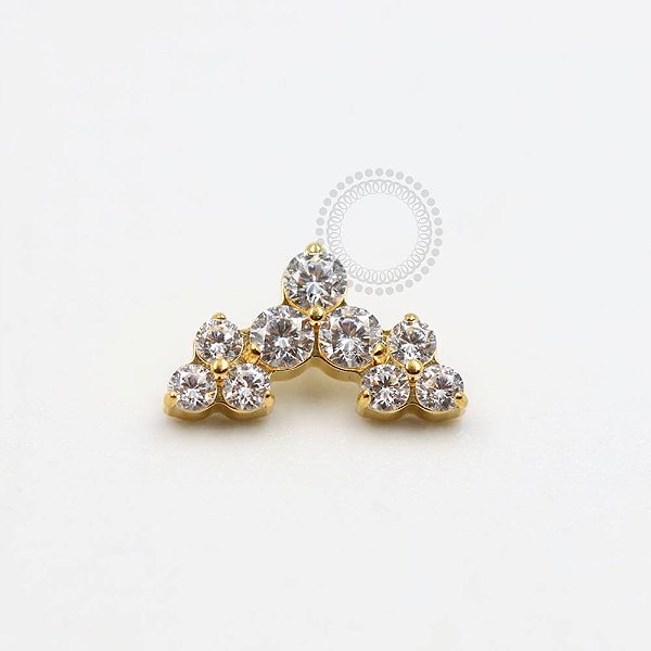 TN949 Topo Cluster Trinitys CZ Titânio PVD Gold